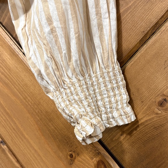 Aerie Striped Beige Peasant Cropped Blouse - Women Tops XL - Picture 4 of 6